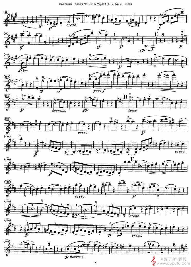 贝多芬第二号小提琴奏鸣曲A大调op.12_05