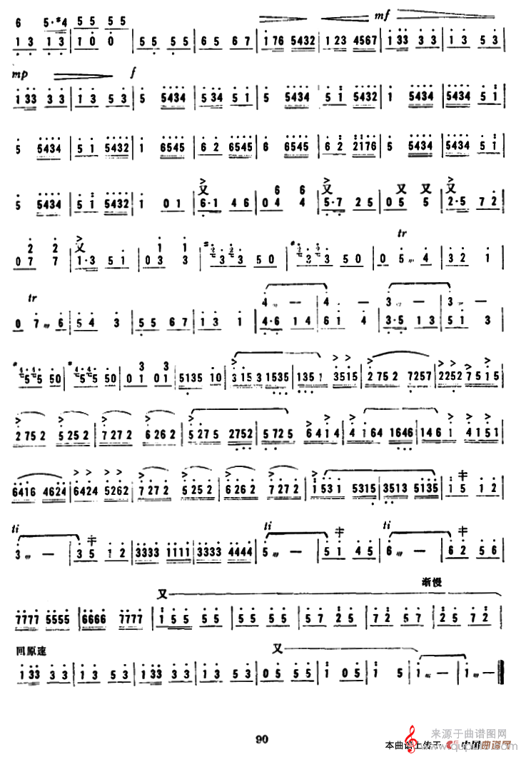 喜游春郊（陈照华作曲之扬琴简谱）