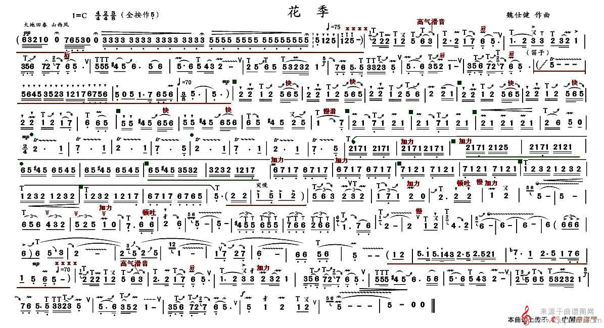 花季简谱（花季葫芦丝）