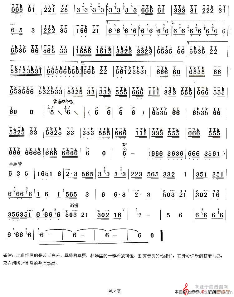 欢乐的牧场姑娘简谱（欢乐的牧场姑娘葫芦丝动态曲谱）