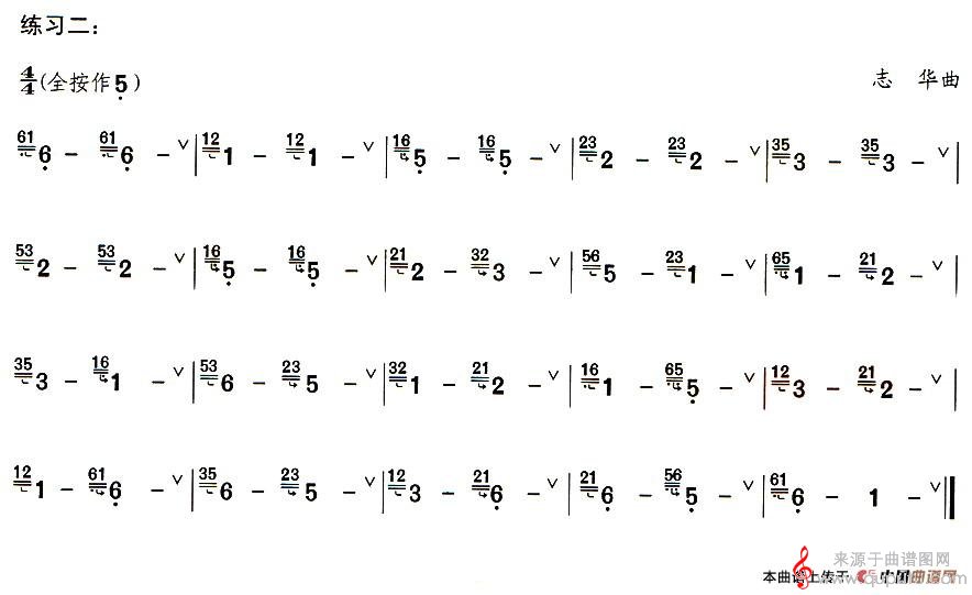 倚音简谱（倚音葫芦丝技巧练习之五）