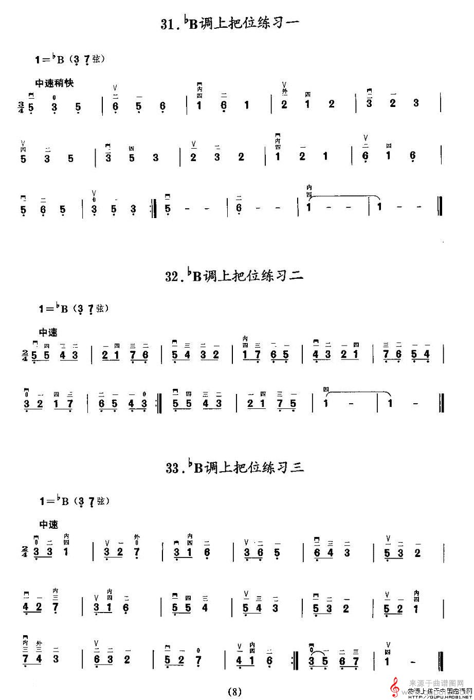 二胡微型练习曲：各调上把位练习8