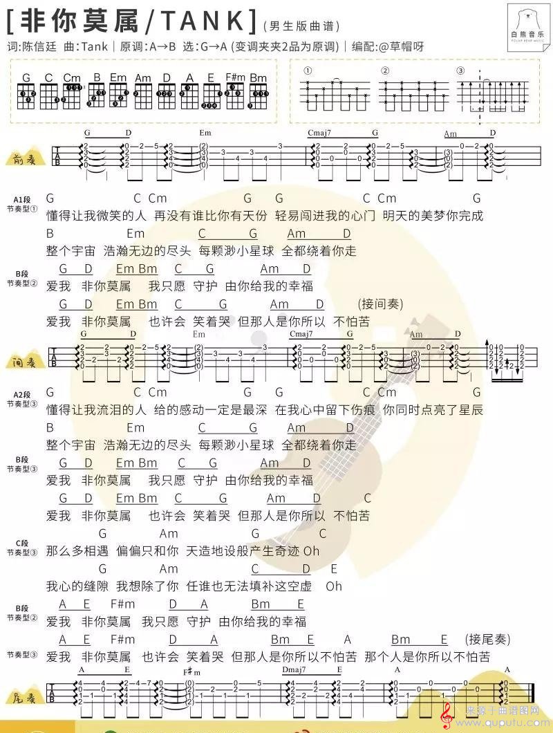 非你莫属（非你莫属尤克里里弹唱谱）